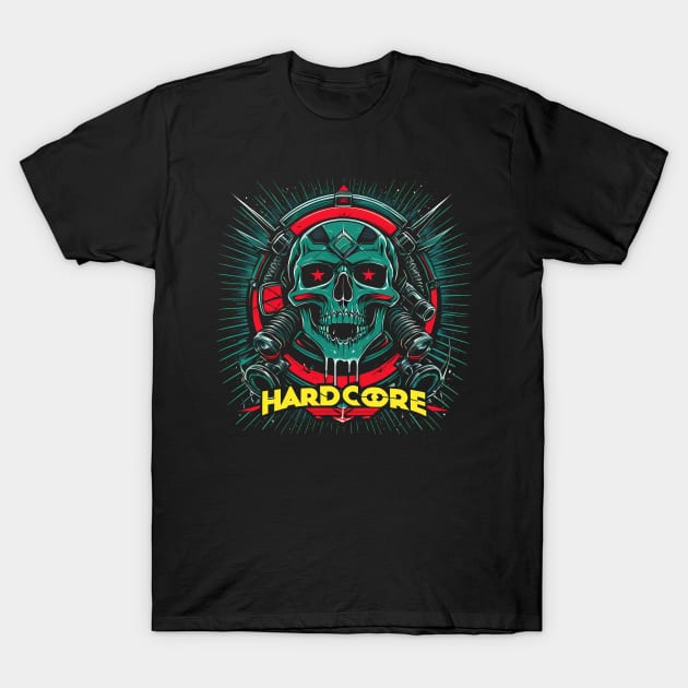 Hardcore Skull Design T-Shirt by TaevasDesign